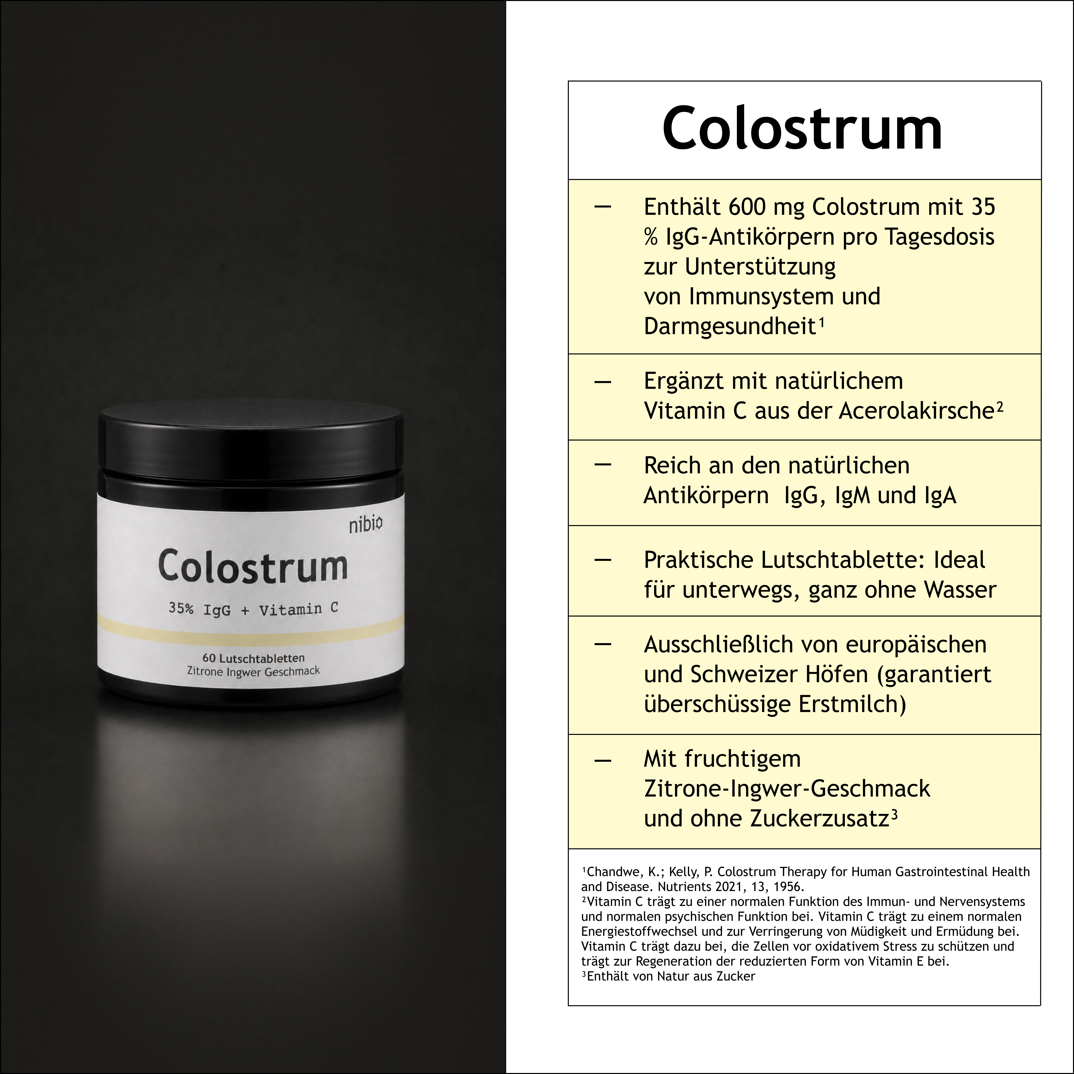 nibio Colostrum Lutschtabletten | 35% IgG + Acerola Extract