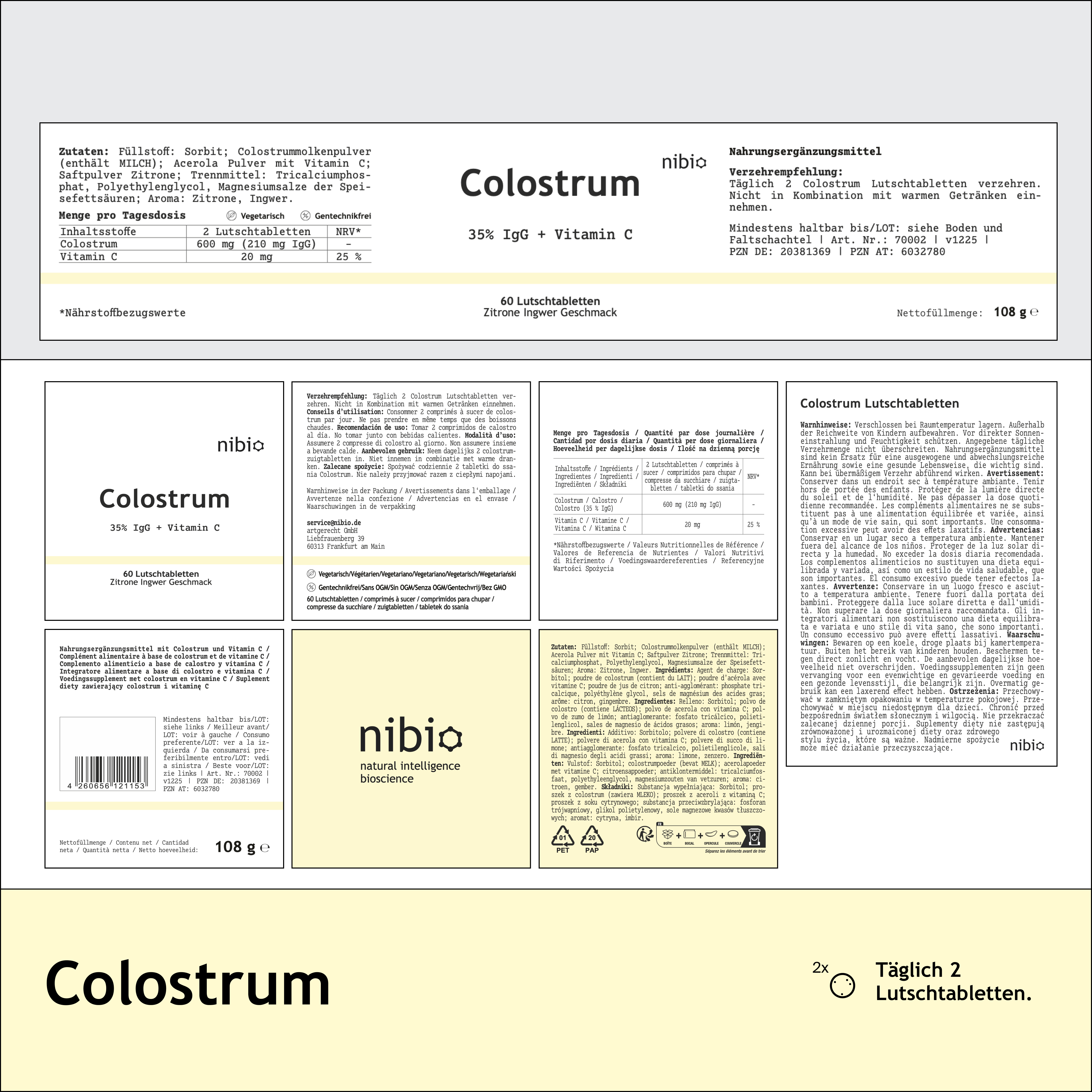 nibio Colostrum Lutschtabletten | 35% IgG + Acerola Extract