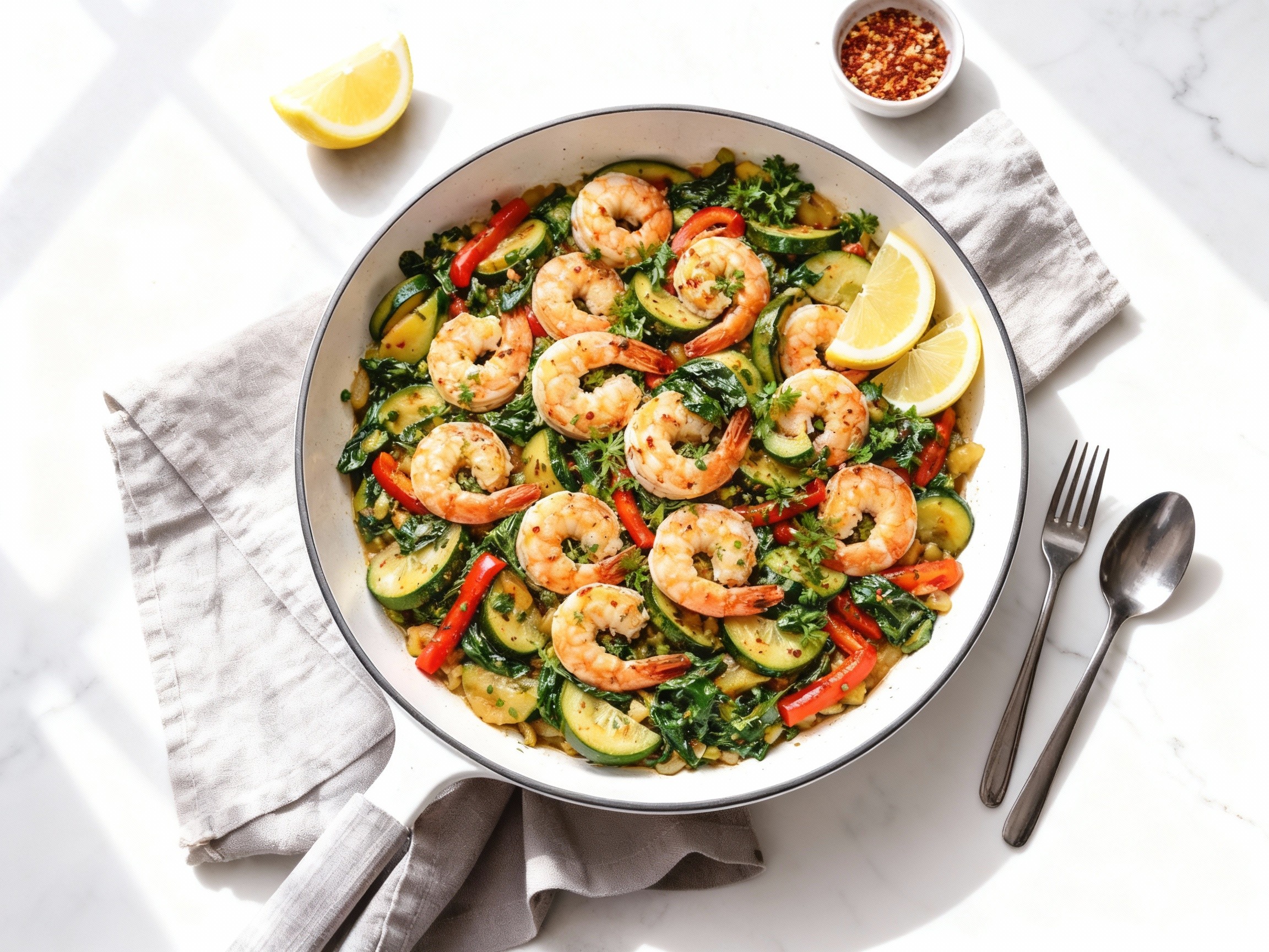 Garnelen-Gemüse-Pfanne – leicht, aromatisch & proteinreich