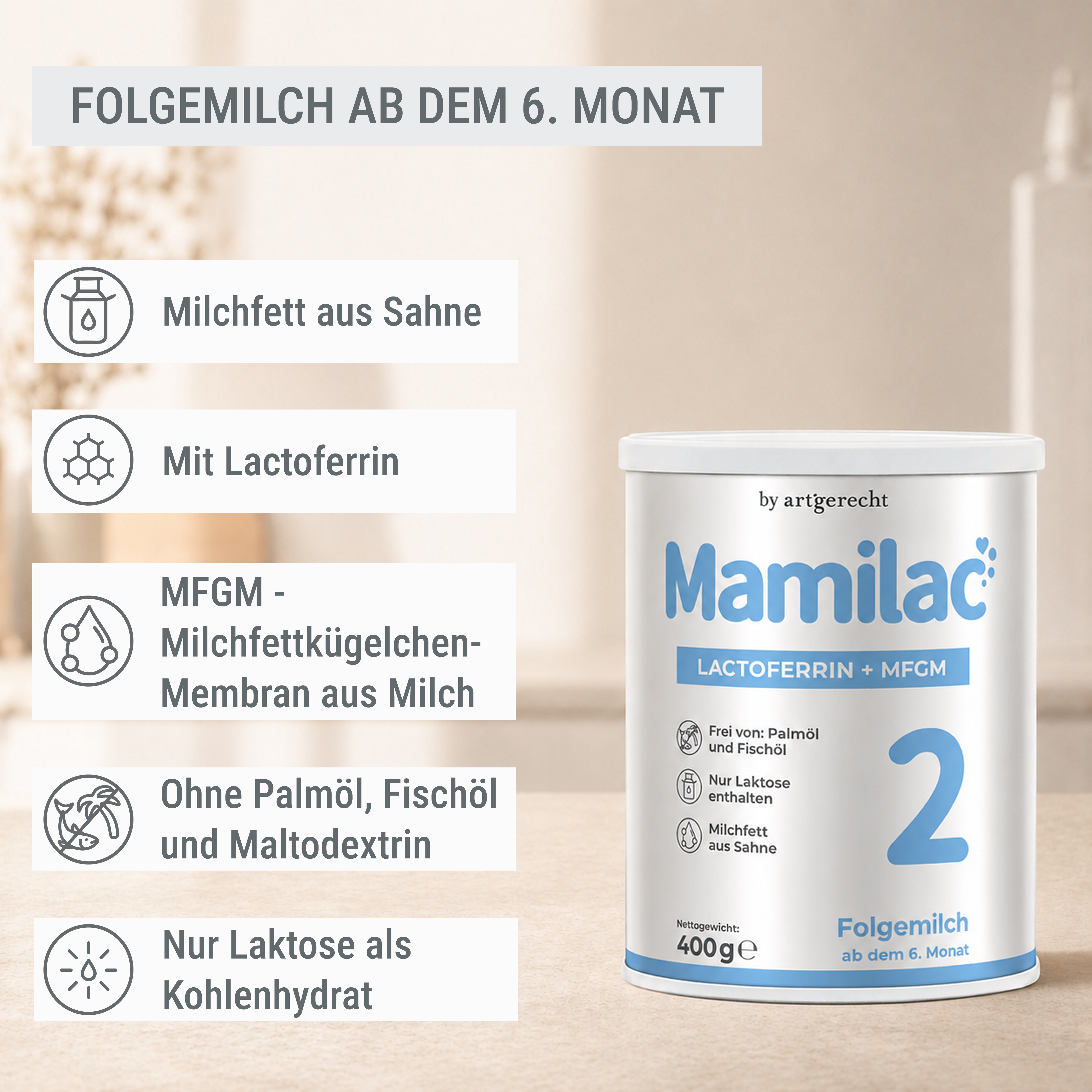 MamiLac Lactoferrin + MFGM 2 | Folgemilch ab dem 6 Monat