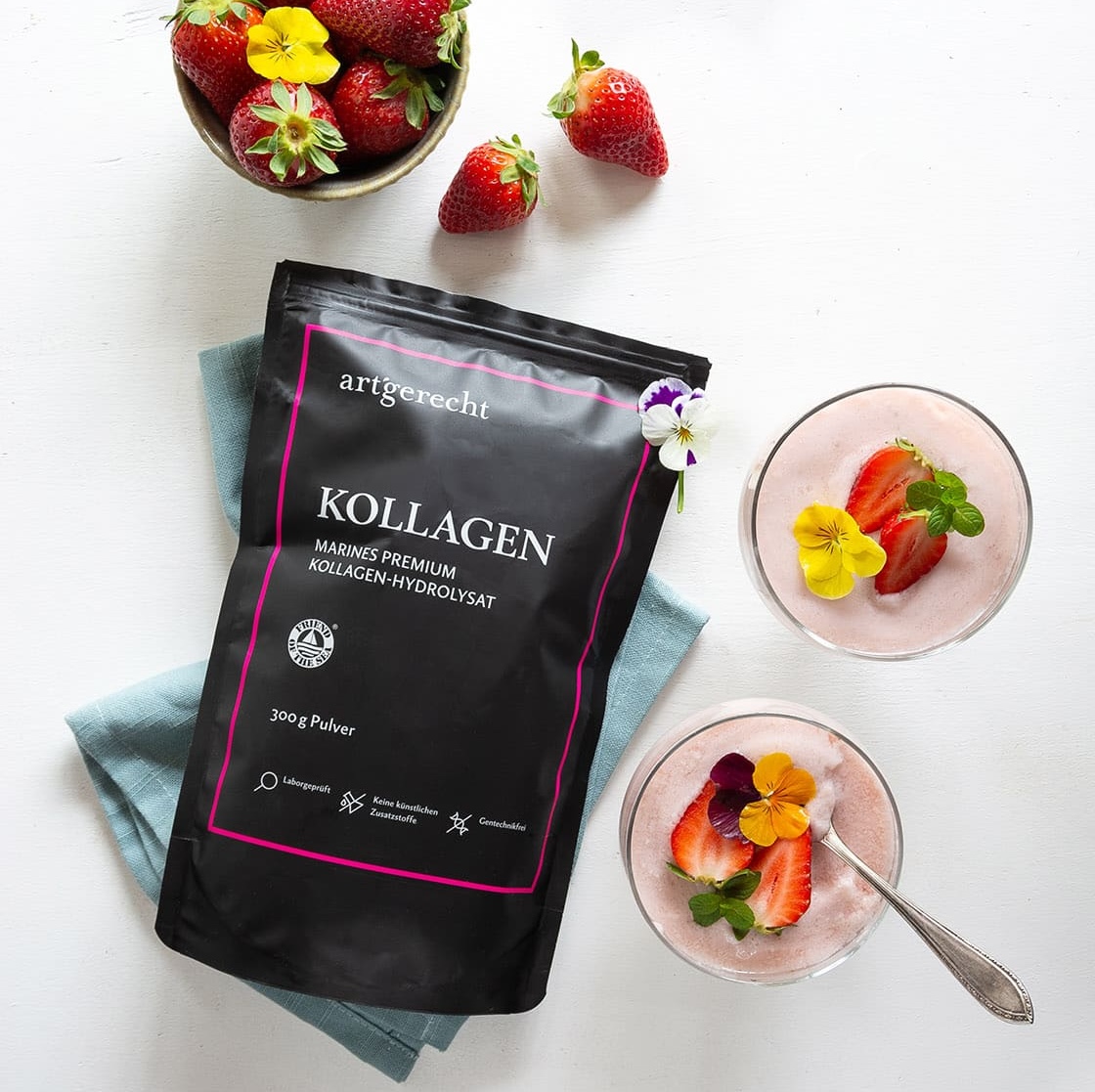 Gesundes Dessert mit Kollagen - Erdbeer Panna Cotta