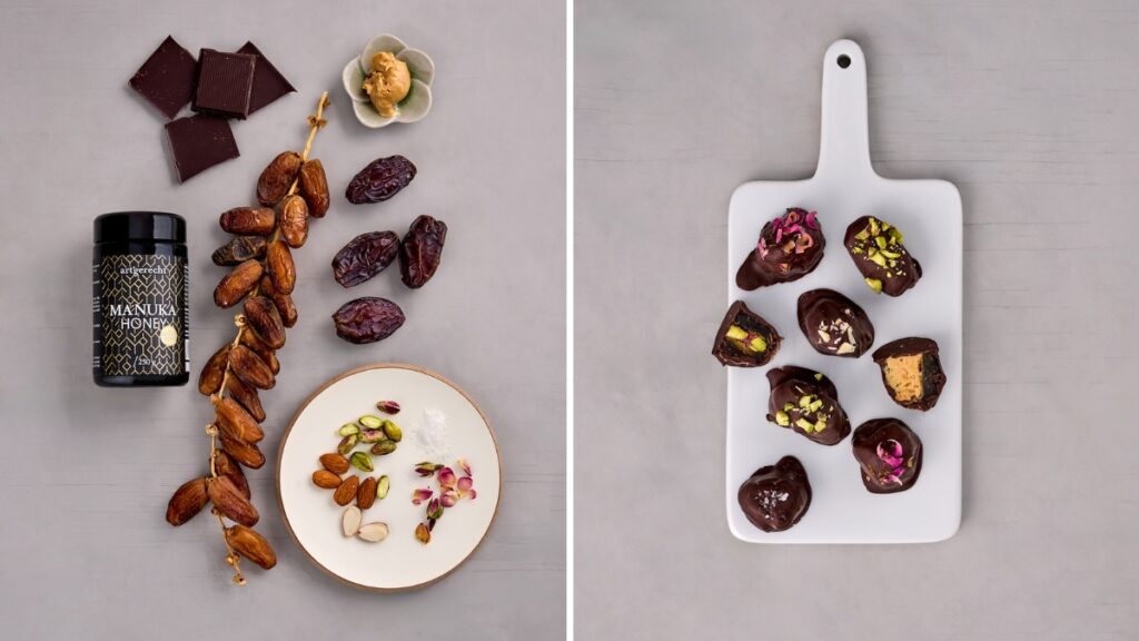 Rezept Dattel-Schoko-Pralinen vorher-nachher