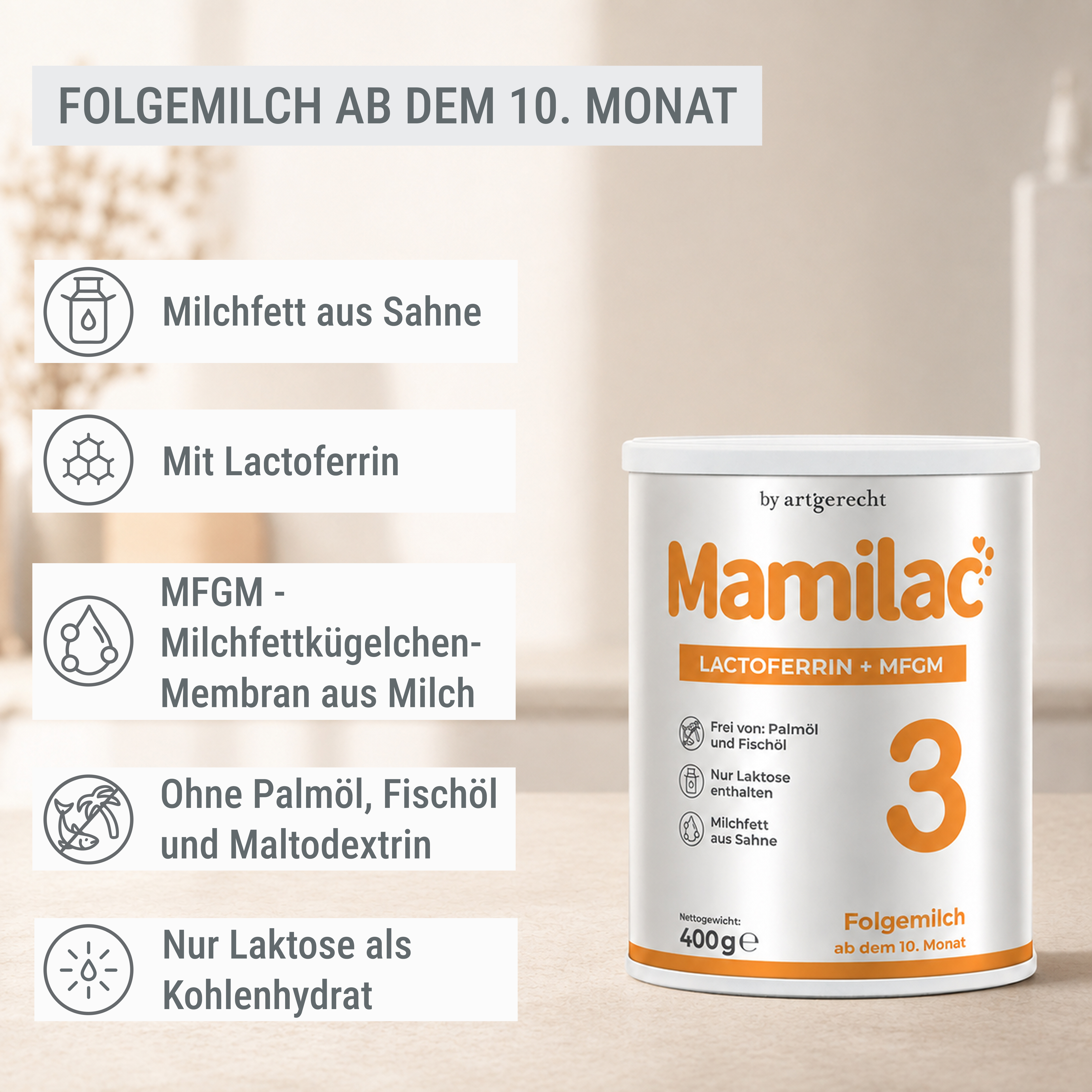 MamiLac Lactoferrin + MFGM 3 | Folgemilch ab dem 10. Monat