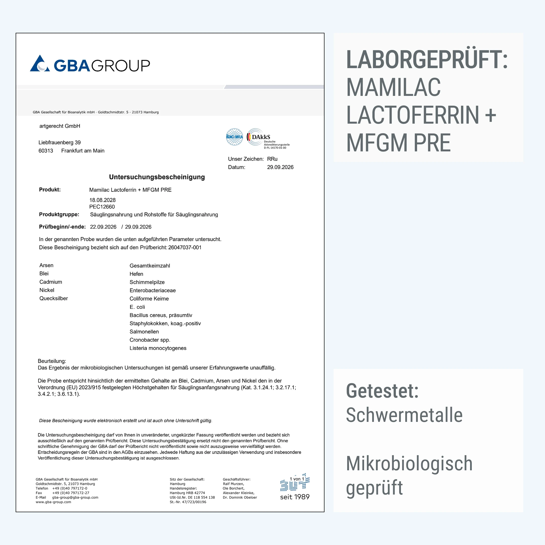 MamiLac Lactoferrin + MFGM PRE | Säuglingsanfangsnahrung ab Geburt