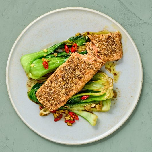 Marinierter Lachs mit Pak Choi