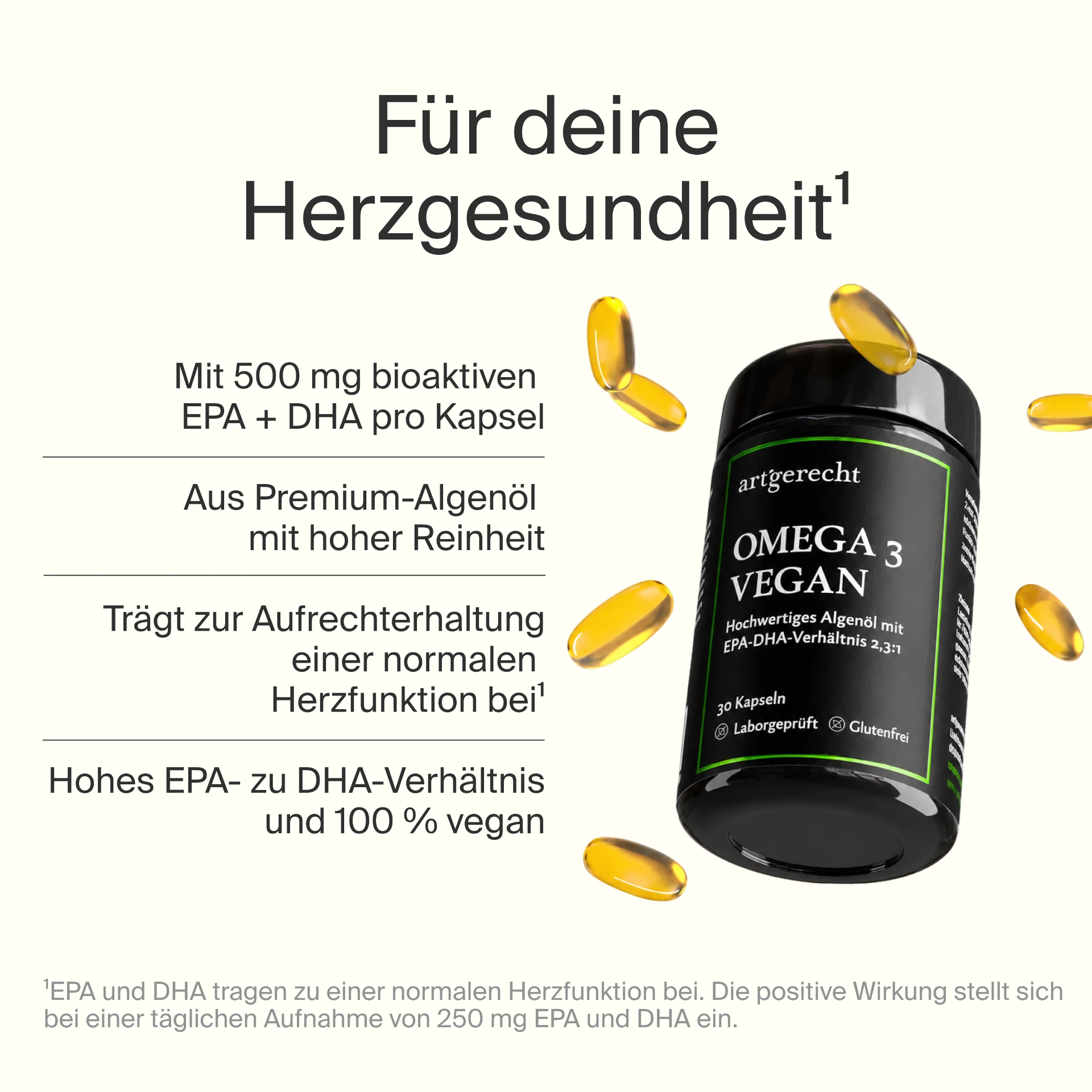 Omega 3 Vegan aus Algenöl | EPA 350 DHA 150
