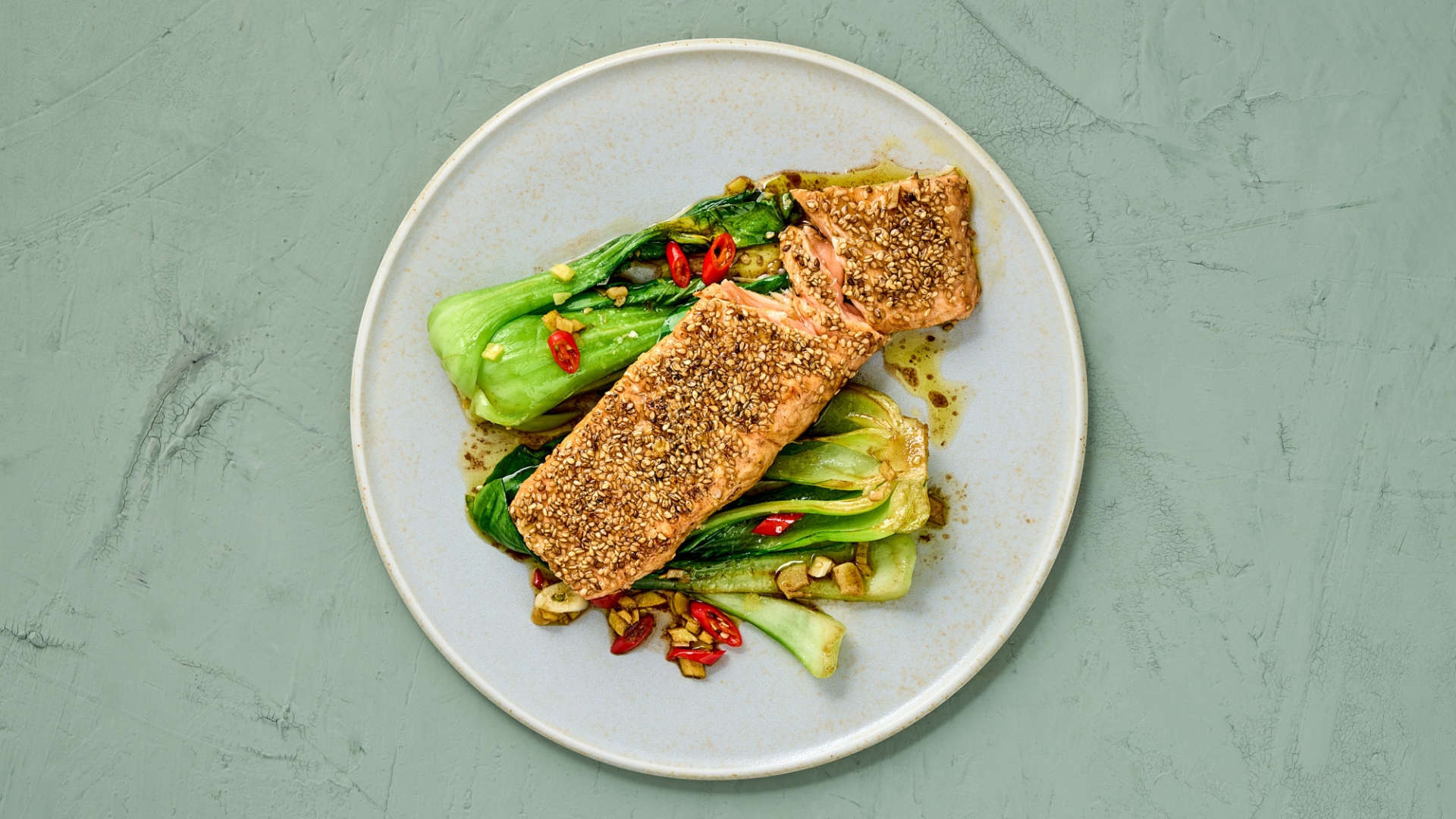 Marinierter Lachs mit Pak Choi