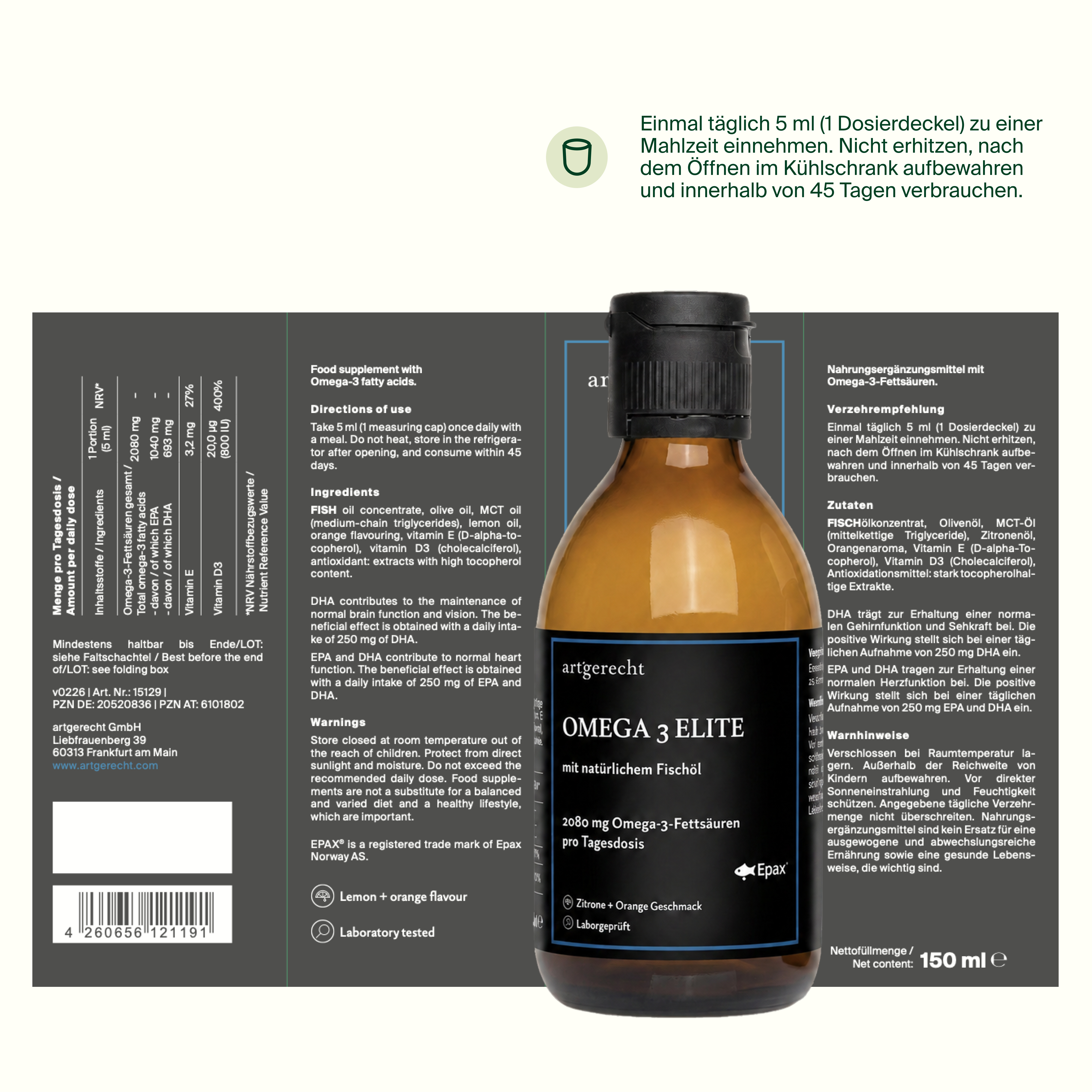 Omega 3 flüssig | 2.000 mg Fischöl