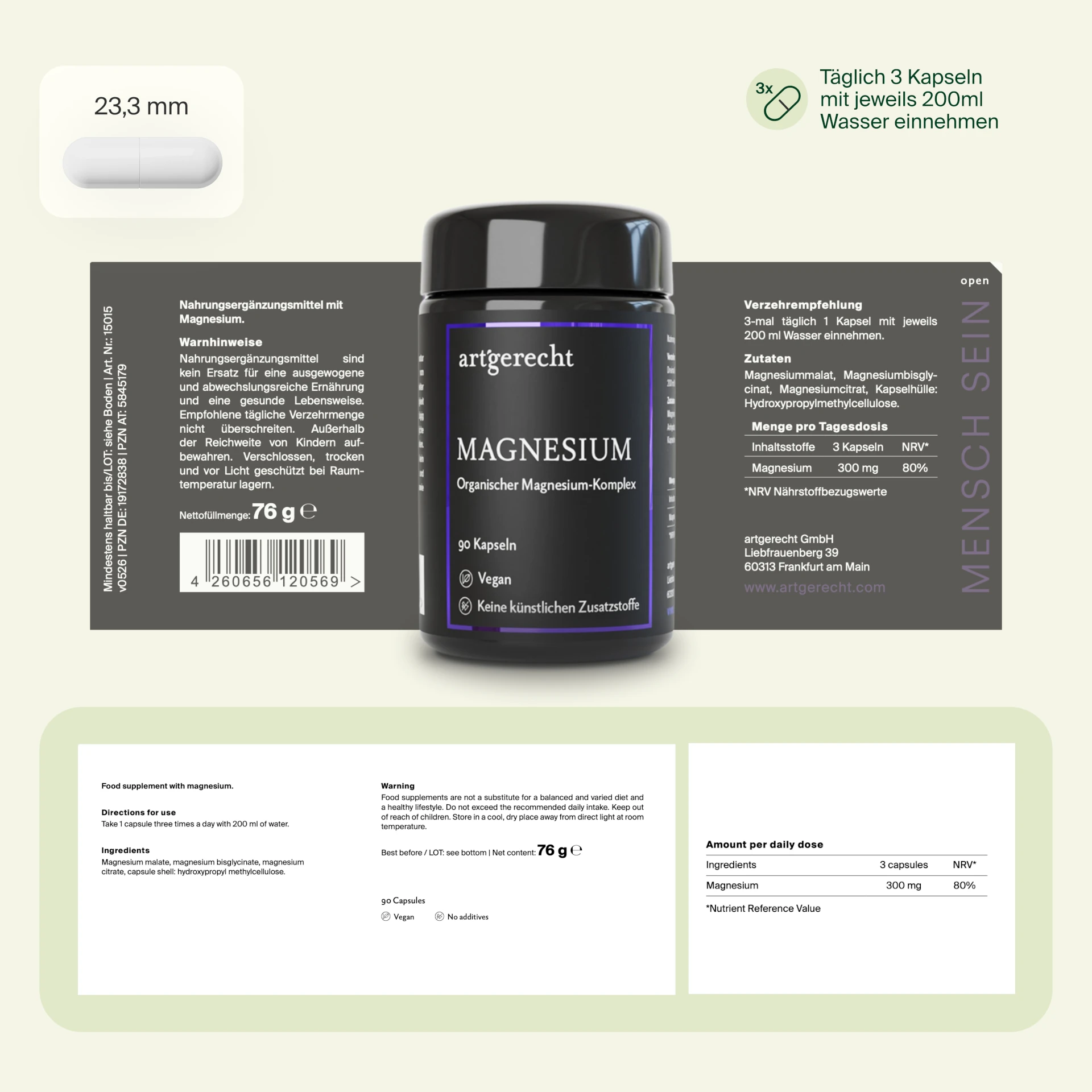 Organischer Magnesium Komplex | 300 mg Kapseln