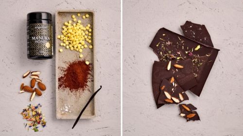 Selbstgemachte Schokolade vorher-nachher