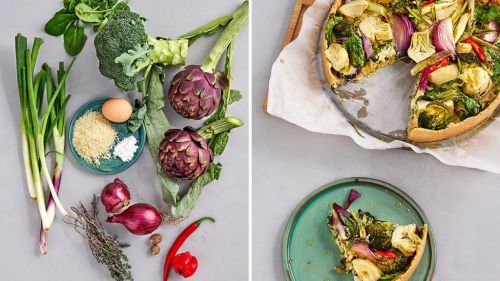 Rezept f&uuml;r eine gesunde Quiche mit Artischocken. Einfach aber raffiniert. Glutenfrei und RESET geeignet.