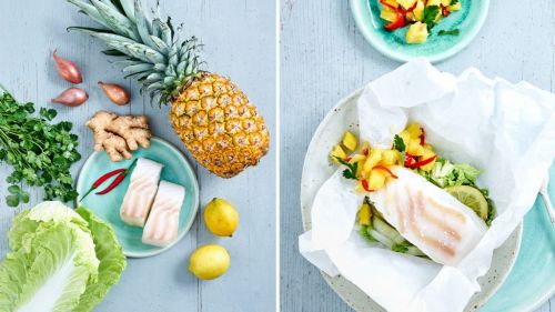 Rezept f&uuml;r Fischp&auml;ckchen mit Ananas-Salsa. Gesund, laktose- und glutenfrei. RE'SET geeignet.