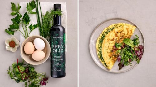 Omelette mit Kr&auml;utern vorher-nachher