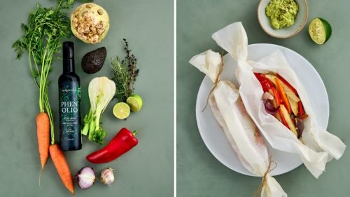 Recipe Vegetable packets from the oven with guacamole before-after